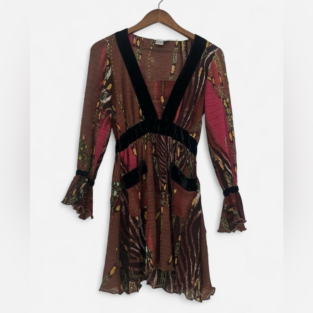Vintage Alberto Makali Brown and Pink Long Sleeve Dress